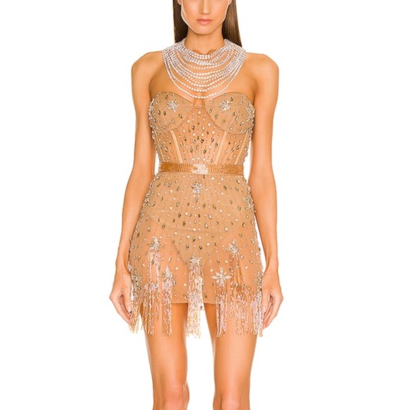 REVOLVE Dresses & Skirts - DUNDAS x REVOLVE Marilyn Embellished Mini Dress in Gold XS